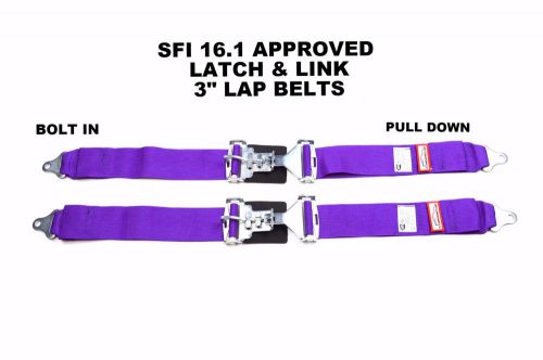 Racerdirect.net new pair 3&#034; latch &amp; link lap belt 2pt racing belt bolt in purple