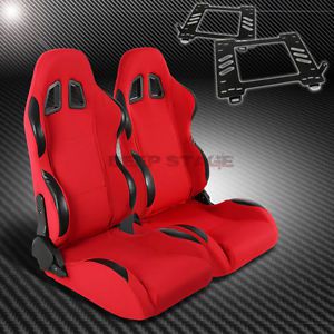 For 98-05 mx5/mx-5 nb mount/bracket+type-4 reclining red pvc racing seat x2