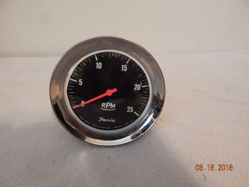 Vintage faria tachometer 2500 rpm chrome nice