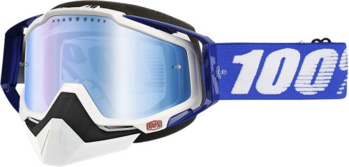 100% racecraft snow goggles black w/mirror blue lens 50113-002-02