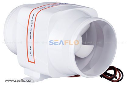 Seaflo 4&#034; in-line marine bilge air blower 12v 270 cfm quiet boat white
