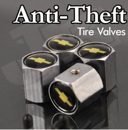 Chevrolet chevy logo anti-theft tire valve caps