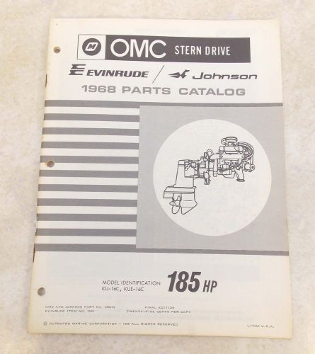 1968  evinrude johnson omc stern drive parts catalog 185 hp horsepower