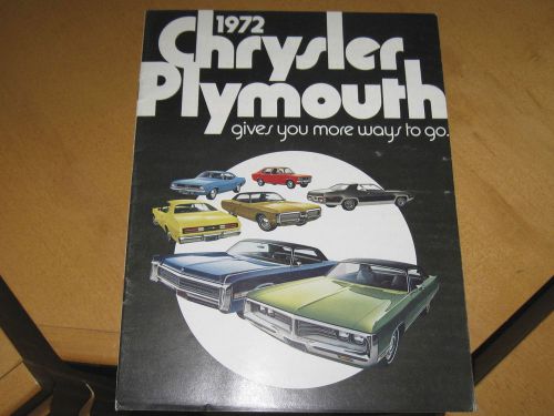 1972 chrysler  plymouth factory color dealer brochure