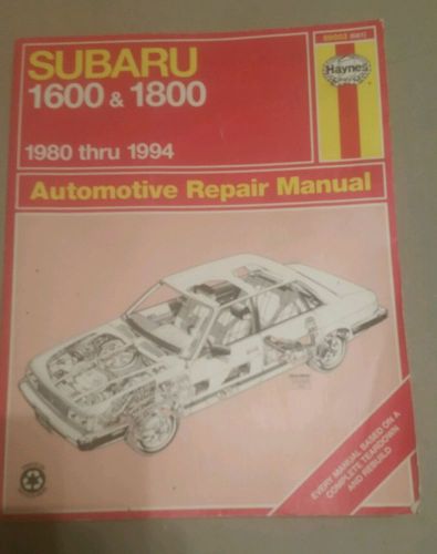 Haynes subaru 1600 &amp; 1800 1980-94 no.89003 repair manual
