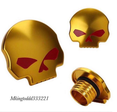 Gold red skull gas tank cap for harley davidson touring street glide flhx(94-16)
