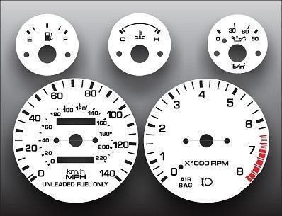 1990-1993 mazda miata instrument cluster white face gauges 90-93