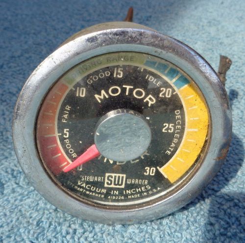 Rare vintage stewart warner motor minder vacuum gauge 2 3/4&#034; works