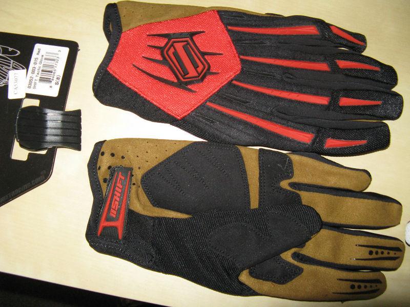 Four (4) pairs - mens  shift motocross gloves - adult small -  red