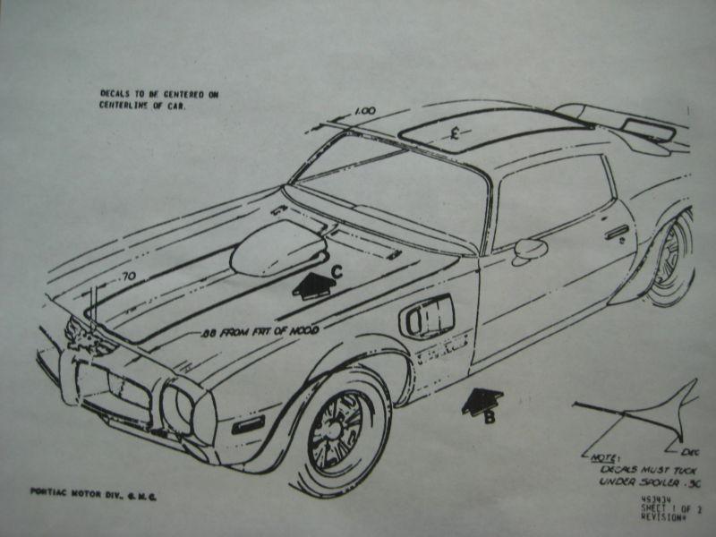 1970 1971 1972 pontiac firebird trans am decal instructions gm drawing