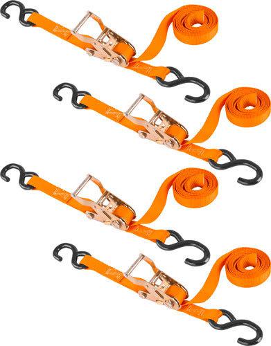(4) 1" x 10' orange heavy duty ratchet tie down straps (vh-strap-r-10-o)