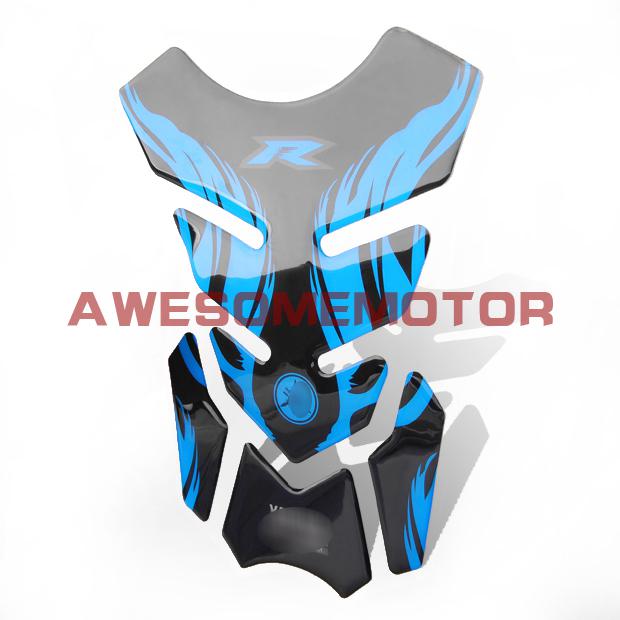 1x motorcycle blue 3d gas protective tank pad rubber for yamaha yzf  fz6 fz1 fz8