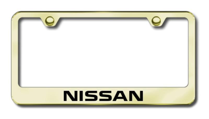 Nissan  engraved gold license plate frame -metal made in usa genuine