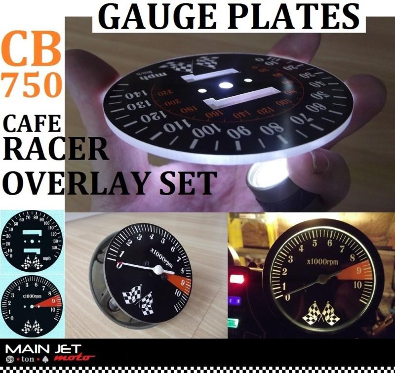 Honda cb750 cb cafe racer gauge face plates decal overlay applique clocks plate