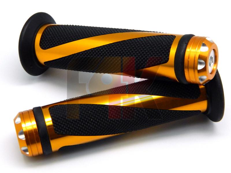 Golden motorcycle aluminum rubber hand grips for 7/8" handlebar for sports bikes