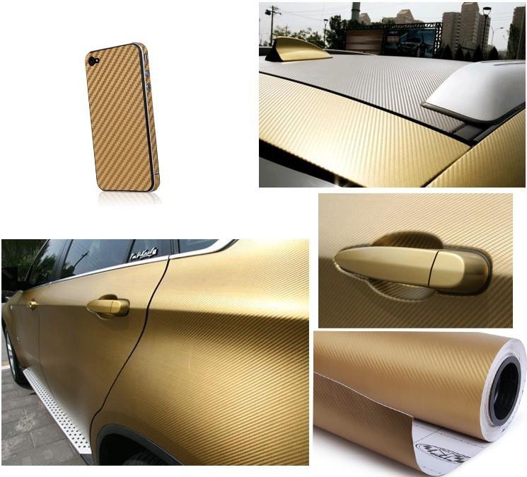 127cm x 30cm golden diy carbon fiber wrap roll sticker for car auto vehic