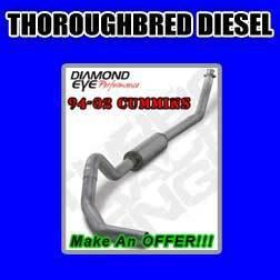 Diamond eye 94-02 cummins 5.9l 4" aluminized turbo back single exhaust k4212a