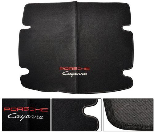 2003-2008 porsche cayenne heavy nylon black trunk carpet floor mats mat + logo