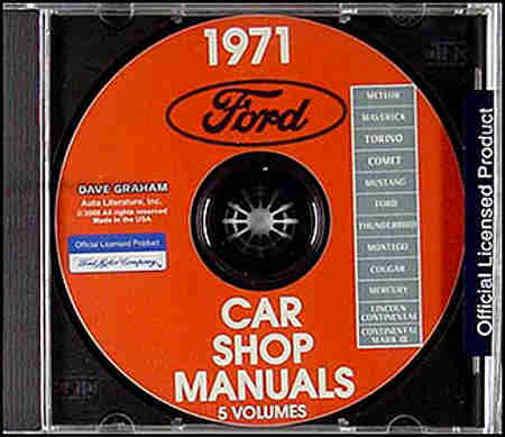 1971 ford repair shop manual cd custom 500 galaxie xl ltd fairlane torino  etc