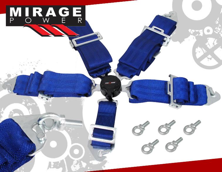 3" jdm track race drift 5 point blue camlock seat belt latch strap bolt click on