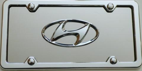 Hyundai 3d chrome  emblem  on stainless steel  license plate with chrome frame