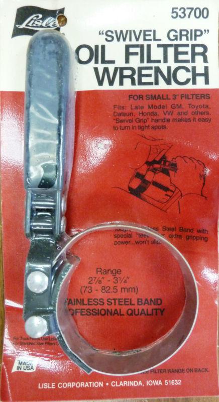 Lisle 53700 swivel grip ss oil filter wrench, 2-7/8 to 3-1/4" diameter cap. new 