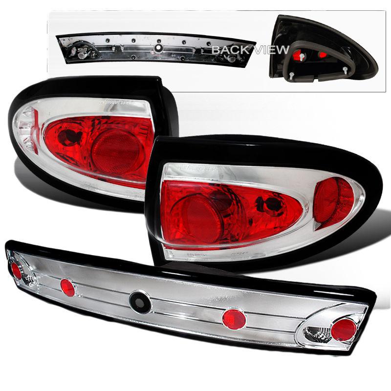 03-05 chevy cavalier euro altezza tail lights 3pc combo - chrome rear lamps new