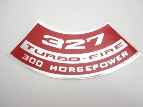 Corvette new air cleaner decal "327 turbo-fire 300 horsepower" 1968 usa printed