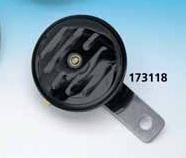 Small grooved black universal 12 volt horn - 65mm (2.6 inch) diameter