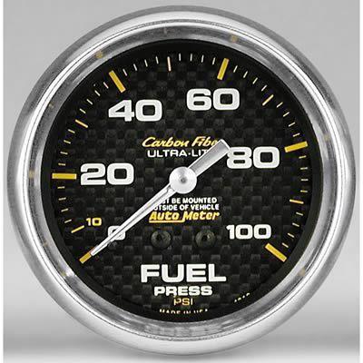 Autometer 4811 carbon fiber ultra-lite mechanical fuel pressure gauge 2 5/8" dia