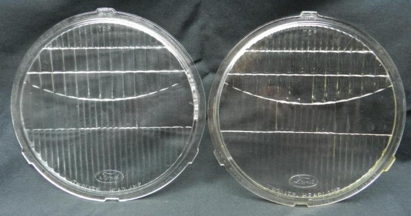 Pair vintage ford twolite headlamp glass cover lense   8 15/32  x  7 7/8