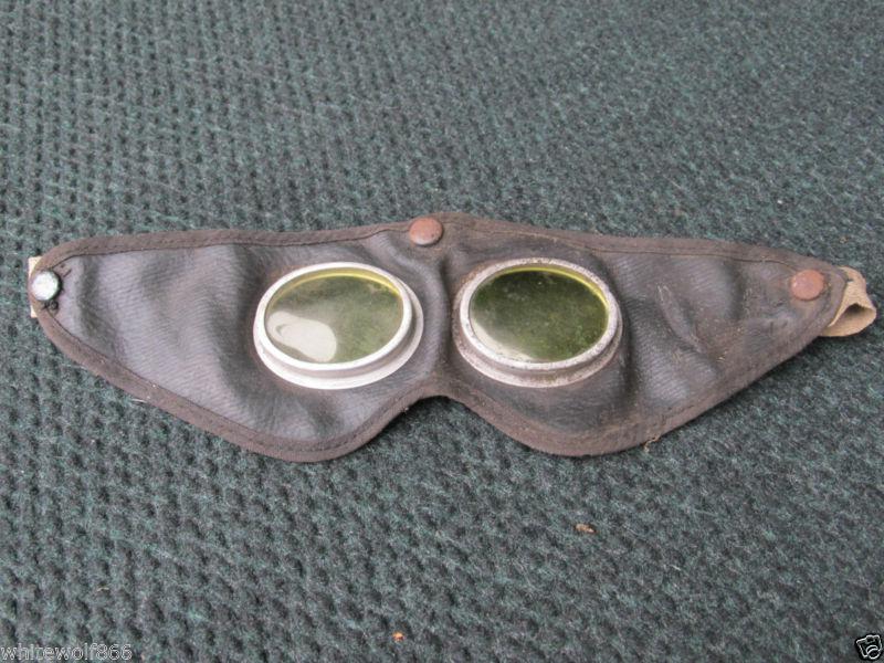 Antique motor motorcycle side car leather glass glasses