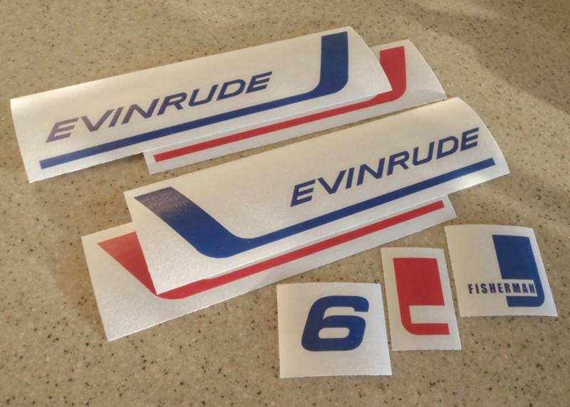 Evinrude fisherman 6 hp vintage outboard decal kit free ship + free fish decal!