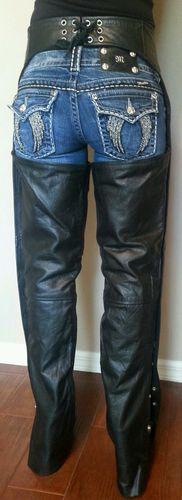 Leather gallery female leather motorcycle chaps ( xxs ) full zip 4 snaps