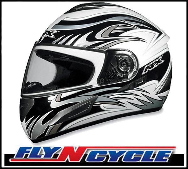 Afx fx-100 sun shield pearl white multi medium full motorcycle helmet dot med md