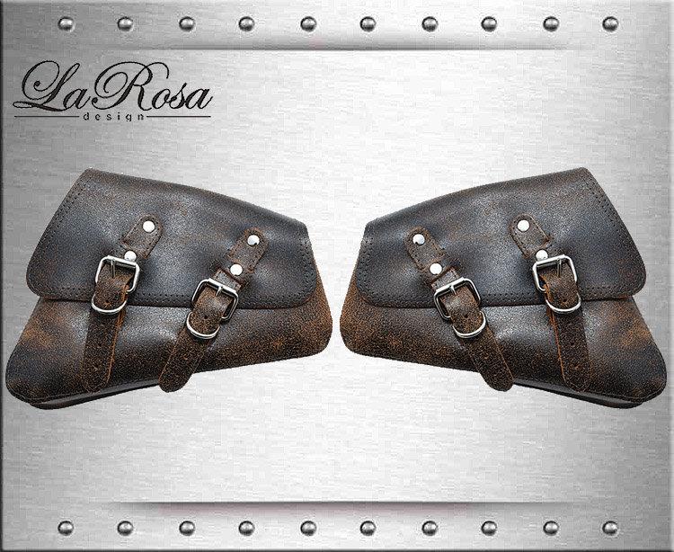 Larosa sportster xl 883 48 rustic black leather left & right saddlebag set
