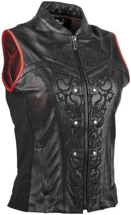 Speed and strength moto lisa leather motorcycle vest black women's xs/x-small