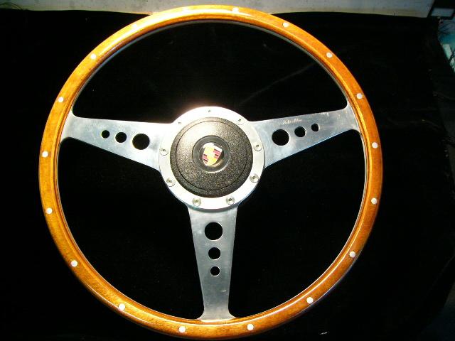 Porsche super "moto-lita" woodrim steering wheel complete with hub & horn push