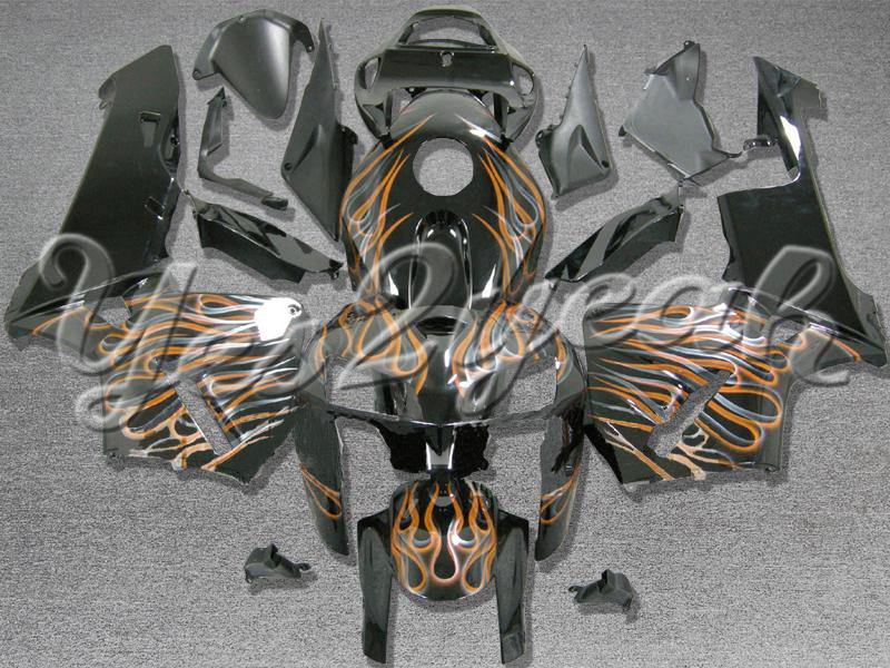 Injection molded fit 2005 2006 cbr600rr 05 06 flames black fairing zn702