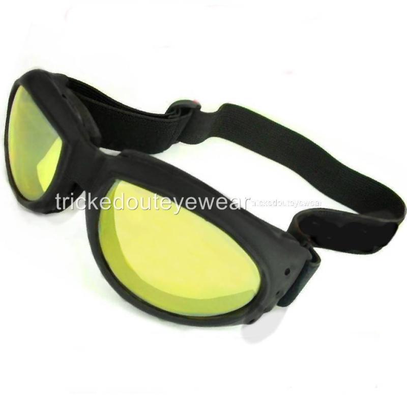 Motorcycle atv ski black goggle yellow night anti fog shatter proof
