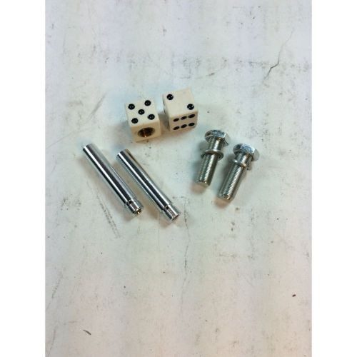White dice 2 valve cap, door plunger, plate bolt combo kit cap valve no reserve!