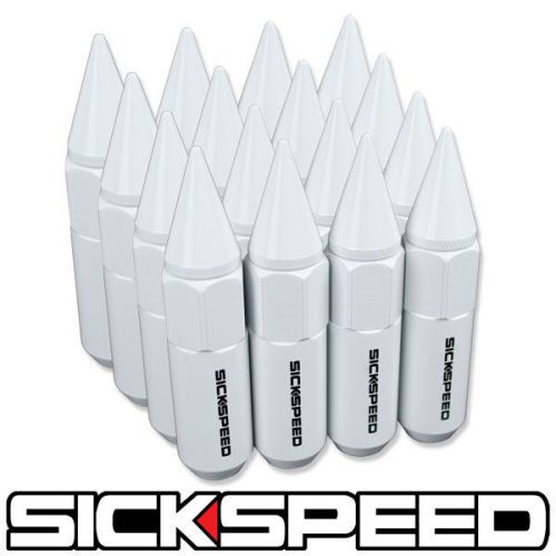 16 white spiked 60mm aluminum extended tuner lug nuts wheel/rims 1/2x20 l30