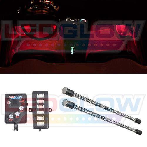 Ledglow red led 2x9&#034; interior expandable neon footwell lights w patterns