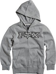Fox racing legacy youth boys zip up hoody heather graphite/gray