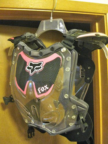Fox motocross mx chest/roost guard/protector small youth pink/black off road