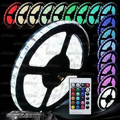 Universal 12v / 120v 16 color 16 foot flexible smd led strip with remote control