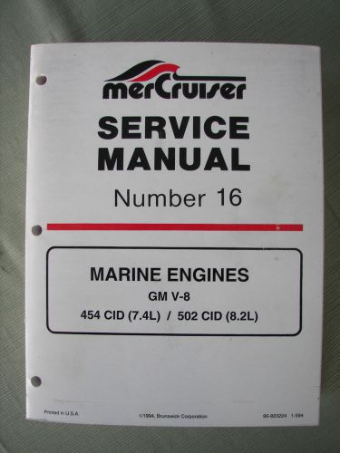 Mercruiser #16 454 502 engine service manual with parts catalog