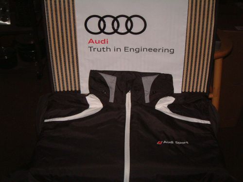 Audi collection 2013 audi sport windbreaker w/hood. blk white &amp; grey. u.s.a. l
