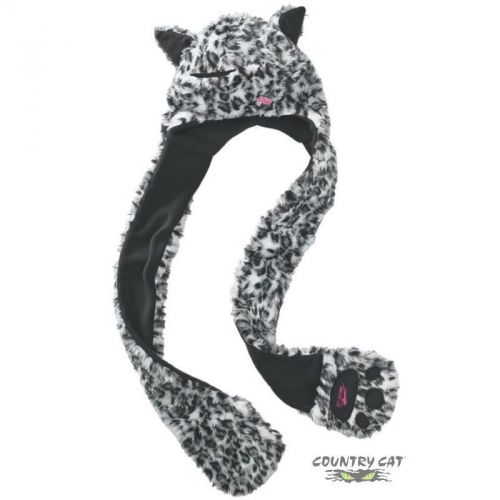 Arctic cat women&#039;s faux fur hat w/ attached mitts black &amp; white leopard 5233-04_