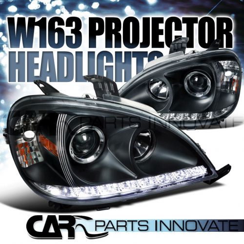 1998-2001 benz w163 ml320 ml430 ml55 amg black smd led drl projector headlights